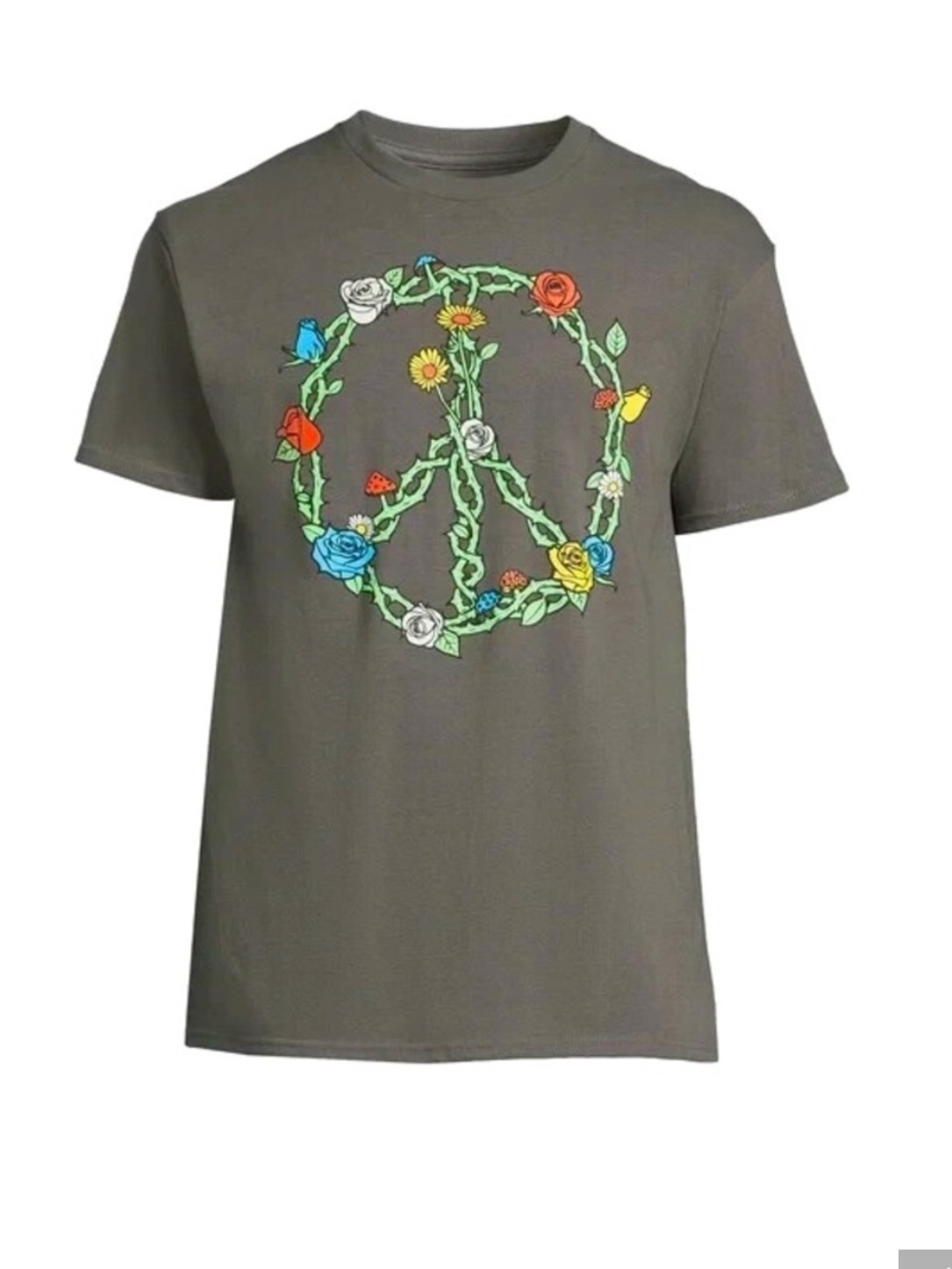 Dom Floral Thorny Peace Sign Graphic T-Shirt Unisex XL
